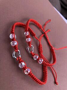 yzWG[EANZT[ XtXL[NX^Vo[n[gZbgset di 2 argento 925 cuore con cristallo swarovski fatto a mano red lung protezione