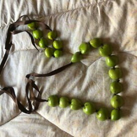 【送料無料】ジュエリー・アクセサリー ライムグリーンビーズリボンネックレスブレスレットセットverde lime con perline nastro collana e braccialetto set