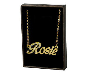 �y���������z�W���G���[�E�A�N�Z�T���[ ���[�W�[�l�b�N���X�S�[���h���b�L�A�C�f���e�B�e�Bcollana con nome rosie 18ct placcato oroapprezzamento compleanno regali di identita