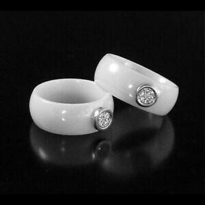 �y���������z�W���G���[�E�A�N�Z�T���[ �o�O�A�m�[�V���v���t�F���I�t�B���Z���~�N�u���������h�Z���e�B�k�[��bague,anneau large simple t52 femme ou fille;ceramique blancrond serti neuve