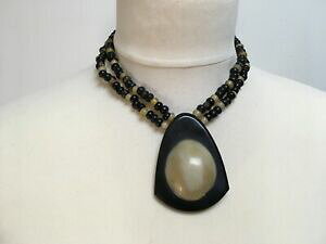 【送料無料】ジュエリー・アクセサリー ヴィンテージショートボーンホーンネックレスブラウンブラックベージュヒールエスニックボホーペンダントvintage short ossocorno collana marrone nero beige tac