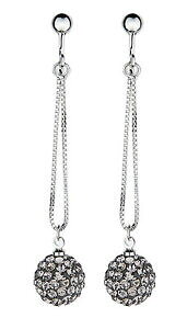 yzWG[EANZT[ Vo[NbvCONX^{[VfBN`F[orecchini a cliporecchino dargento con catena collegato grigio crystal ballcyndi