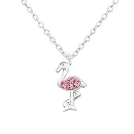 【送料無料】ジュエリー・アクセサリー デインティクリスタルピンクフラミンゴシルバースターリングネックレスnuovo dainty crystal pink flamingo argento sterling collana