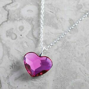 yzWG[EANZT[ Vo[X^[OlbNXXtXL[R925 argento sterling collana fucsia piatto cuore cristalli di swarovski R