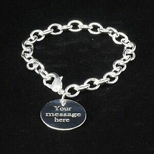 yzWG[EANZT[ JX^bLy_guXbgbZ[Wgratis personalizzato qualsiasi incisione argento placcato ciondolo bracciale qualsiasi messaggio
