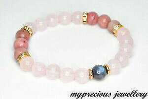 yzWG[EANZT[ i`NH[c[YuhbghlguXbgnaturali quarzo rosa labradorite rhodonite gemstone bracciale 8 mm con elastico uk
