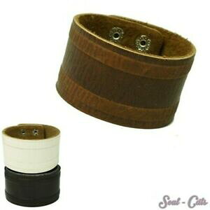 yzWG[EANZT[ ACVqeXU[uXbgubNzCguEN[Weinschlichtes bracciale in pelle con chiusura a pressione nero bianco braun