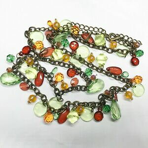 yzWG[EANZT[ Be[WIWlbNXvintage molto a lungo arancione brillante verde giallo autunno colori donna collana
