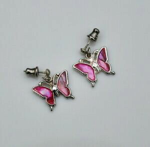 �y���������z�W���G���[�E�A�N�Z�T���[ ���B���e�[�W�V���o�[�g�[���A���r�V�F���o�^�t���C�X���[���h���b�v�C�������Ovintage silver tone abalone shell butterfly small drop earrings amp; unworn