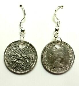 yzWG[EANZT[ CMXRCVbNXyXCOVo[tbNregno unito moneta sei pence orecchini ganci argento