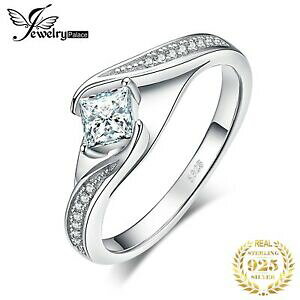 yzWG[EANZT[ JbgvZXOVo[X^[Otaglio princess anello di fidanzamento anelli argento sterling 925 anello di fidanzamento per le donn