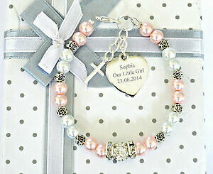yzWG[EANZT[ p[\iR~jIuXbg{bNXpersonalised engraved christening holy communion bracelet gift in box 12 colours