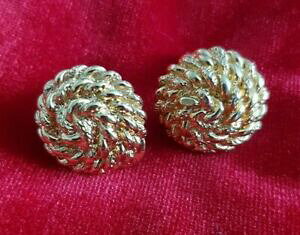 yzWG[EANZT[ cCXgS[hg[[vmbgt[vCONbvIvintage monet anni 1980 tono oro contorto corda nodo orecchini a cerchio clip on