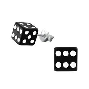 yzWG[EANZT[ X^[OVo[ubNibgCOC{bambini sterling argento nero dado orecchini a lobo