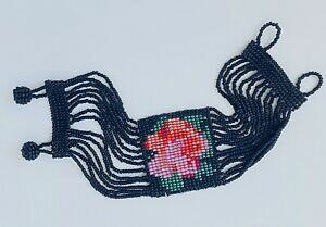 yzWG[EANZT[ r[YuXbgsemi di fiori fatti a mano perline braccialetto in nero