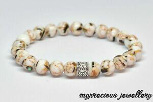 yzWG[EANZT[ i`zCg^[RCYVFuXbgguscio bianco naturale turchese protezione gemstone bracciale 8 mm con elastico uk