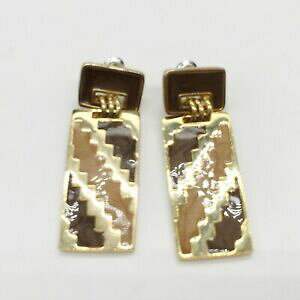 yzWG[EANZT[ Be[WuEIWS[hg[_jYCOXE[}vintage marrone, arancione, oro tono modernist orecchini donna