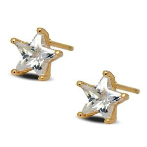 【送料無料】ジュエリー・アクセサリー ゴールドクリスタルサーコン18ct oro riempito forma di stella bianco frizzante orecchini a perno cristallo zircone 8mm