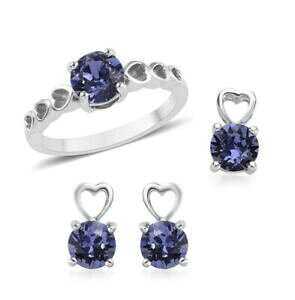 yzWG[EANZT[ XtXL[OCOy_gZbg^UjeNX^tanzanite cristallo a colori da anello swarovski, orecchini e un pendente set