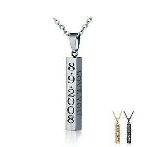 yzWG[EANZT[ o[JX^f[^XeXX`[nXPbgy_gverticale bar personalizzato incisione nome desiderio data acciaio inox ciondolo halsket