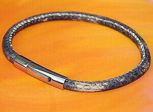 【送料無料】ジュエリー・アクセサリー ライムベイアートスネークベージュレザープリントステンレススチールブレスレットdonna 4mm snake beigestampa in pelle amp; bracciale in acciaio inossidabile da lyme