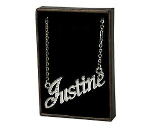 【送料無料】ジュエリー・アクセサリー ジャスティンネックレスコミットメントホワイトゴールドメッキcollana con nome justine 18ct bianco oro placcatoregali per il suo impegno