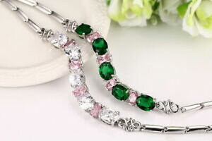 yzWG[EANZT[ WRjfB[XuXbgCgsNO[A[Pbgbracciale donna zirconi 18 cm verde rosa chiaro armkette