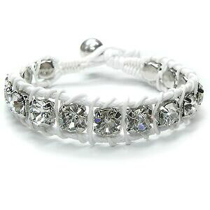 yzWG[EANZT[ zCgXgXNX^uXbgCgNX^R[huXbgnuovo bracciale bianco strass crystalcristallo chiaro intrecciato bracciale cordino