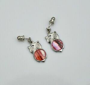 yzWG[EANZT[ Vo[VFg[tNEnMOCOvintage dargento tono conchiglia gufo piccolo orecchini pendenti nuovi e mai indossato