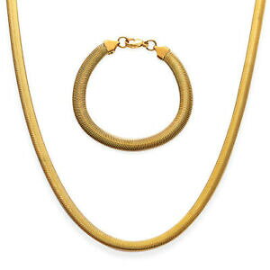 �y���������z�W���G���[�E�A�N�Z�T���[ �X�e�����X�t���b�g�X�l�[�N�u���X���b�g�l�b�N���X���b�L�C�I��ion placcato in oro giallo acciaio inox bracciale snake piatto 8 amp; collana 24