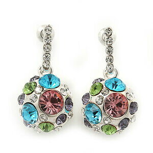 yzWG[EANZT[ NX^{[y_gVo[bLCOmulticolore crystal ball pendente orecchini in argento placcaturalunghezza 3cm