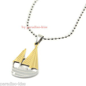 �y���������z�W���G���[�E�A�N�Z�T���[ �X�`�[���y���_���g�l�b�N���X�{�[�g�^��collana ciondolo in acciaio da donna barca dorato cod150