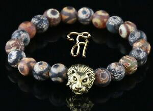 yzWG[EANZT[ `xbgAK^CIwbhuXbguXbgtibet agatadorata leone testa bracciale bracelet perle bracciale 8mm