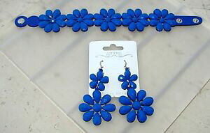 yzWG[EANZT[ ZbgCOy_guXbgset orecchini fiori pendenti e bracciale braccialetto,da donna regalo blu