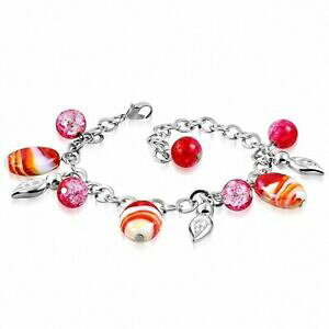 yzWG[EANZT[ t@bV[OI[oKXp[uXbgXg`[V[glega moda braccialetto da perle di vetro colorato ovale foglio da fascino polso