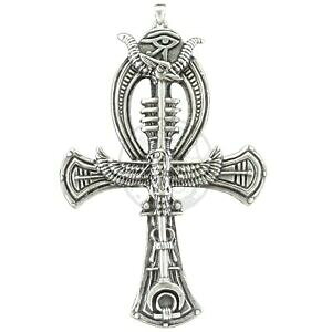 yzWG[EANZT[ zXCVXGWvgV{Vo[ANenorme ankh con horus, isis amp; simboli egiziane circa 13,4x8,3 ottica argento