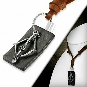 yzWG[EANZT[ AAWNXNX{EA[A[^O`[RA[GLAuualliage crisscross bow arrow arrow tag charm collier en cuir brun reglable