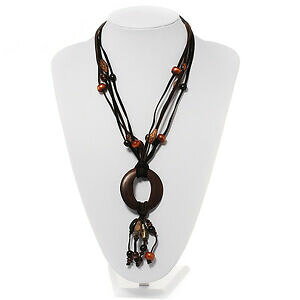 yzWG[EANZT[ y_gubNuEXG[hR[hlbNXlegno o a forma ciondolo in pelle scamosciata nero amp; marrone cord collanalunghezza 50 cm