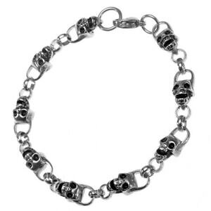 yzWG[EANZT[ XeXX}COuXbgoCJ[wbhin acciaio inox bracciale sorridente morti teste teschio skull biker