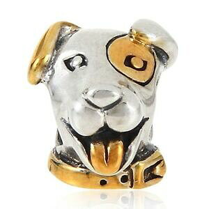 yzWG[EANZT[ A_eXg[YVo[S[hr[YybghbOandantestones massiccio 925 argento oro bead animale domestico cucciolo di cane 3449 regalo