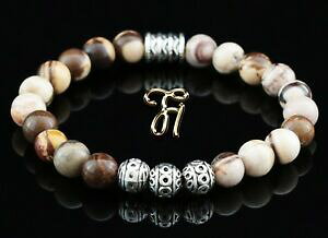 yzWG[EANZT[ WrXuEx[WuXbguXbgp[Vo[uXbgr[Yzebra jaspis marroni beige bracciale bracelet perle bracciale argento beads 8mm