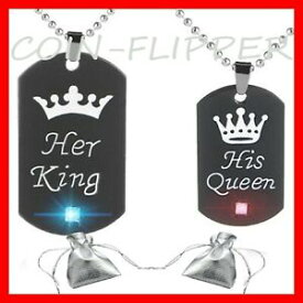 【送料無料】ジュエリー・アクセサリー ネックレスチェーンペンダントカップルラブバレンタインデーセットher king his queen collana catena ciondolo coppia love san valentino regalo set