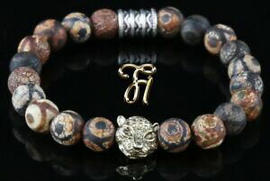 yzWG[EANZT[ `xbgAK^uES[f^CK[wbhuXbguXbguXbguXbgtibet agata marronedorata tigre testa bracciale bracelet per