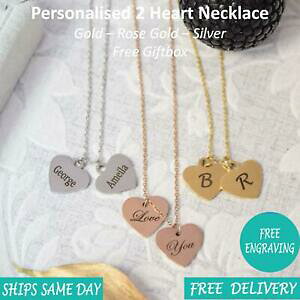 �y���������z�W���G���[�E�A�N�Z�T���[ �f�[�g�J�X�^���n�[�g���[�Y�S�[���h�V���o�[�{�b�N�X�l�b�N���Xnome personalizzato inciso da donna data 2 collana con cuore rosa oro argento giftbox