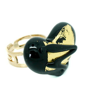 yzWG[EANZT[ [mKXubNOS[hVFCvn[g~tBI[FlcBAvetro di murano anello nero e oro forma cuore millefiori venezia