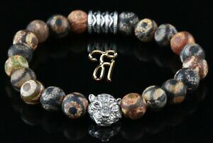 yzWG[EANZT[ `xbgAK^uEVo[^CK[wbhuXbguXbguXbguXbgtibet agata marroneargentato tigre testa bracciale bracelet per