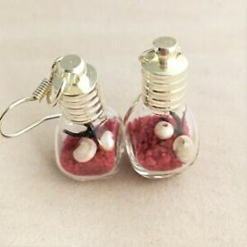 【送料無料】ジュエリー・アクセサリー ガラスイヤリングシャークアイパールシーファンレッドグラベルhandmade glass bottle earrings shark eye seashell, pearl, sea fan amp; red gravel