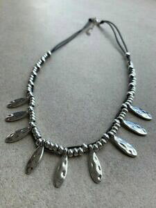 yzWG[EANZT[ r[YU[XgbvVo[j[N[tXe[gglbNX** splendido argento foglia univoco con perline e cinturino in pelle dichiarazione colla