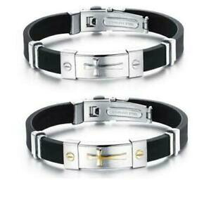 yzWG[EANZT[ VR[XeXXeXNXVo[xbgXN[t@bVbraccialetto silicone acciaio inossidabile croce argento oro rivetto vite, moda