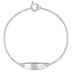 yzWG[EANZT[ Vo[X^[ONXuXbg^O925 argento sterling croce bambini id bracciale religioso identificazione tag